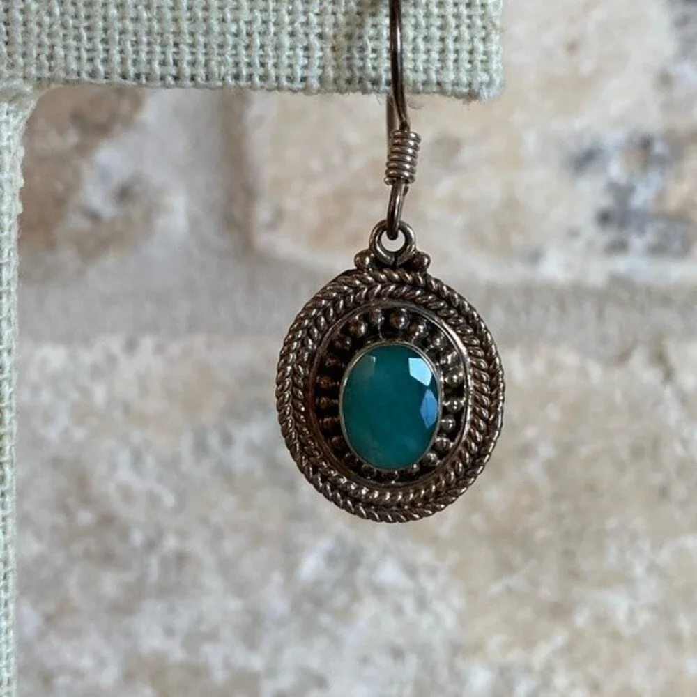 Green Adventurine & Sterling Silver Earrings